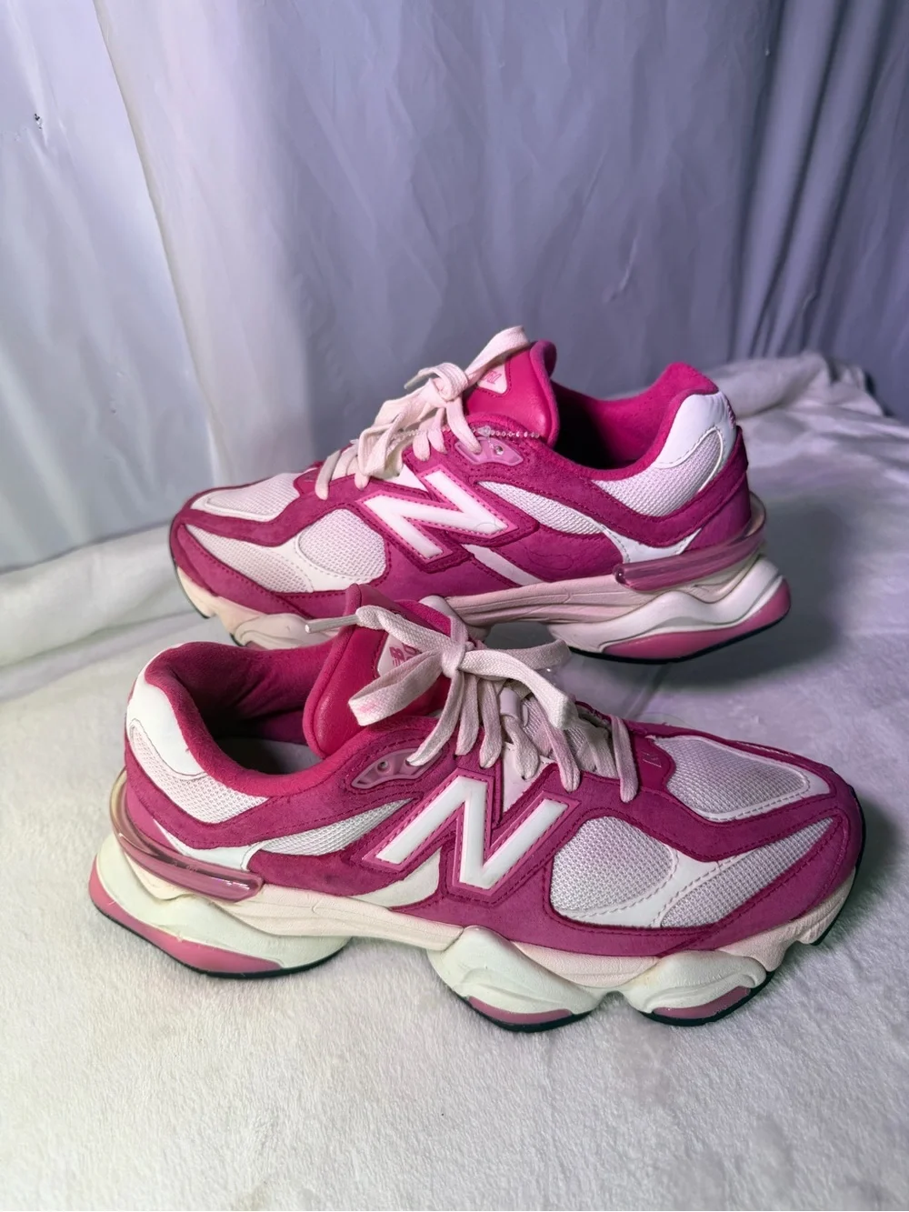 New Balance Women's Hot Pink and Cream Chunky Sneakers